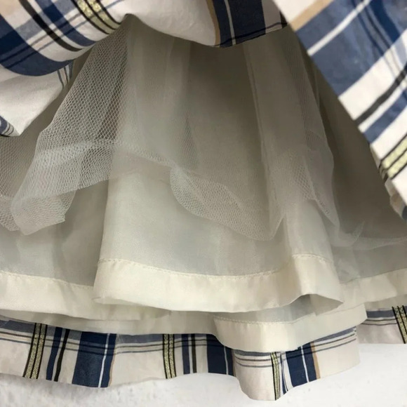 Janie and Jack skirt ivory & blue plaid silk blend size 6-12 months - Picture 9 of 9